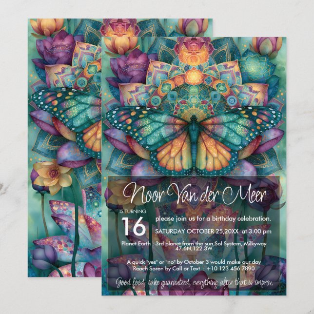 Monarch Butterfly | Colourful  Animal Lover Design Invitation (Front/Back)