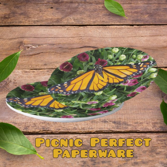 Monarch Butterfly Colourful Floral Paper Plate (Creator Uploaded)