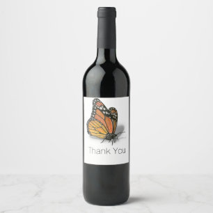 Monarch Butterfly Customisable Text Wine Label