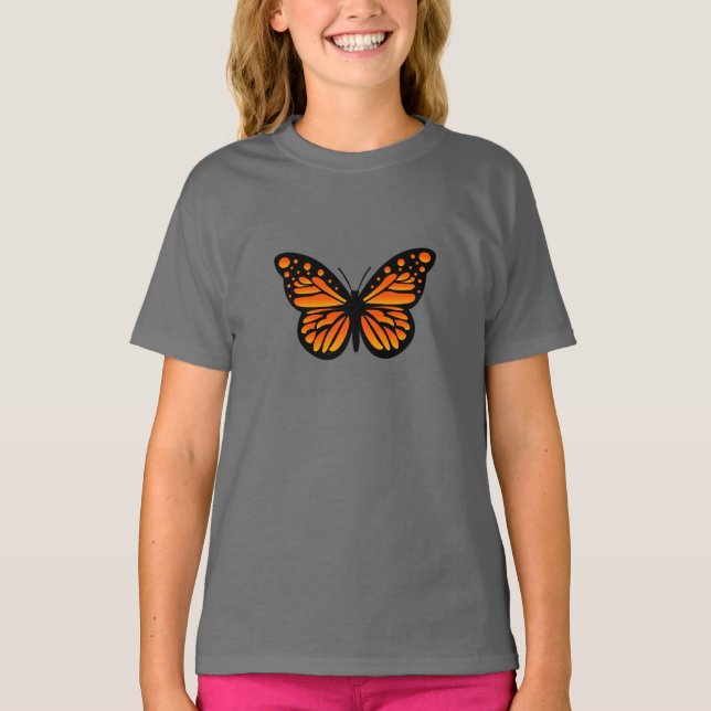 Monarch Butterfly Design - Girls' Basic T-Shirt (Front)