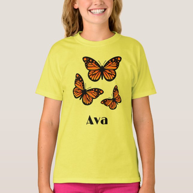 Monarch Butterfly Design - Girls' Basic T-Shirt (Front)