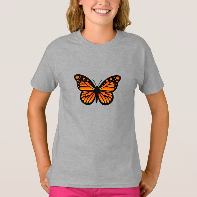 Monarch Butterfly Design - Girls' Basic T-Shirt (Front)