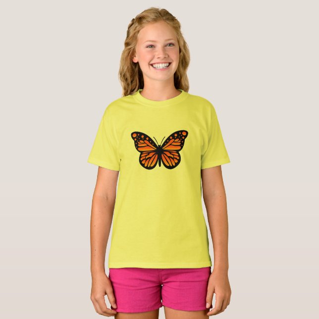 Monarch Butterfly Design - Girls' Basic T-Shirt (Front Full)