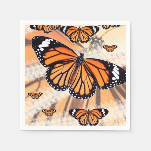 Monarch butterfly design paper napkin (Front)