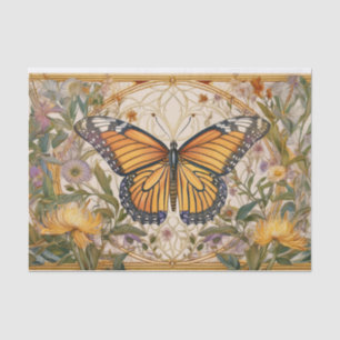 Monarch Butterfly Elegance, Wildflowers & Gold Tissue Paper