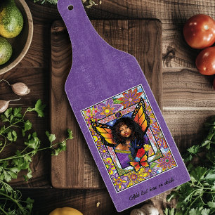 Monarch Butterfly Fairy Purple Floral Cutting Board