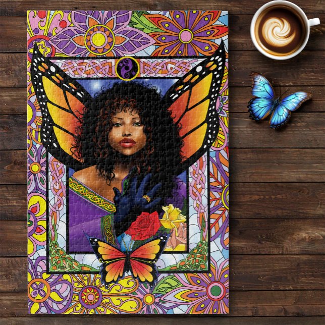 Monarch Butterfly Fairy Purple Floral Jigsaw Puzzle (Creator Uploaded)