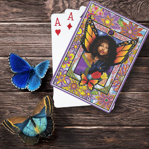 Monarch Butterfly Fairy Purple Floral Playing Cards