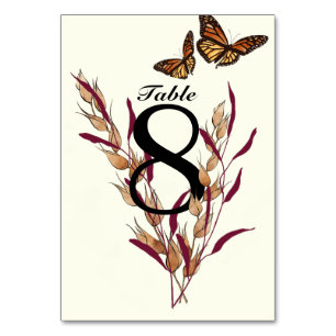 Monarch Butterfly Fall Botanical Table Number