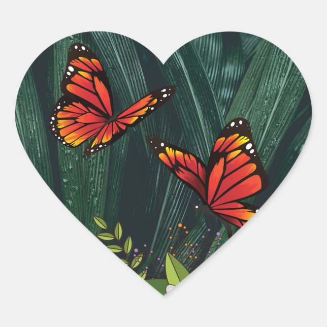 Monarch Butterfly Feb 6_21 Heart Sticker (Front)