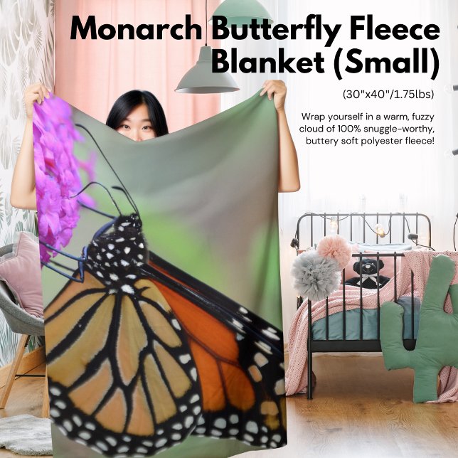 Monarch Butterfly Fleece Blanket (Small) (The Butterfly Studio Home Decor Trendy Stylish Cute Fun 
Monarch Butterfly Fleece Blanket (Small))