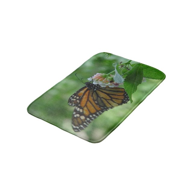 Monarch Butterfly Floral Bath Mat (Angled)
