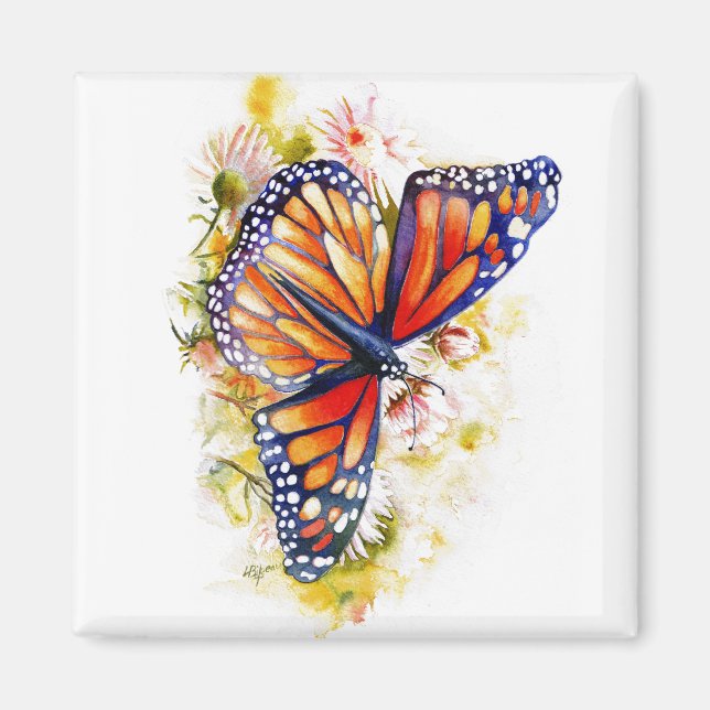 Monarch Butterfly Floral Magnet (Front)