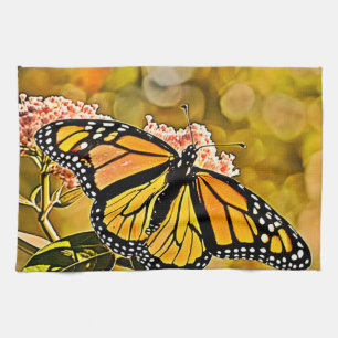 Monarch Butterfly Garden Art Tea Towel