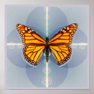 Monarch Butterfly Geometric Digital Art Poster