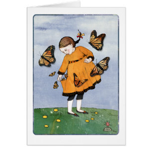 Monarch Butterfly Girl Greeting Card