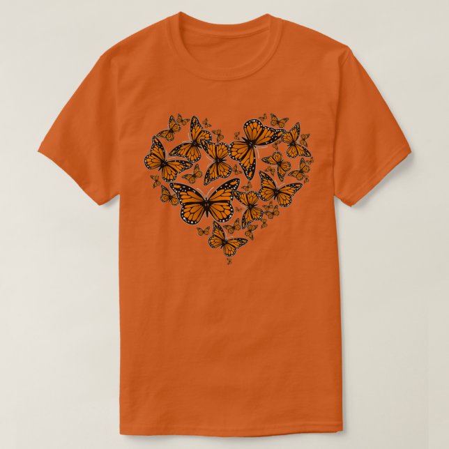 Monarch Butterfly Heart Monarch Butterfly Caterpil T-Shirt (Design Front)