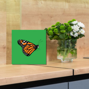 Monarch Butterfly Illustration Orange and Green Tile