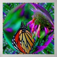 Monarch Butterfly In A Bubble Abstract Nature Art