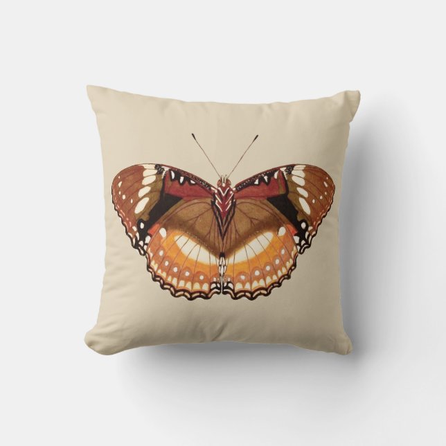 Monarch Butterfly in Brown, Rust and Cream Cushion (Front)