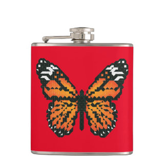Monarch butterfly in polygon hip flask