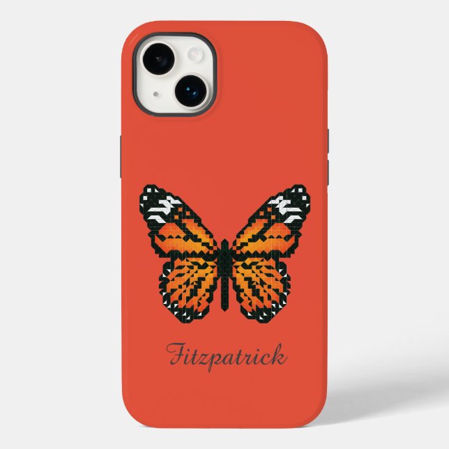 Monarch butterfly in polygon / Personalised name C Case-Mate iPhone Case (Back)