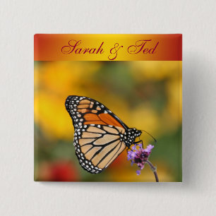Monarch Butterfly In Search of Pollen 15 Cm Square Badge