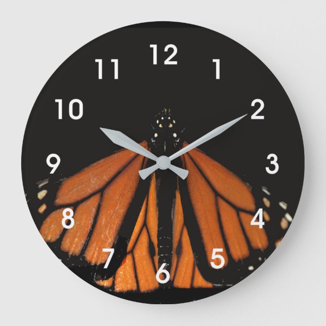 Monarch Butterfly  in the key of Orange Large Clock (Front)