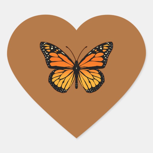 Monarch Butterfly Joy Heart Sticker (Front)