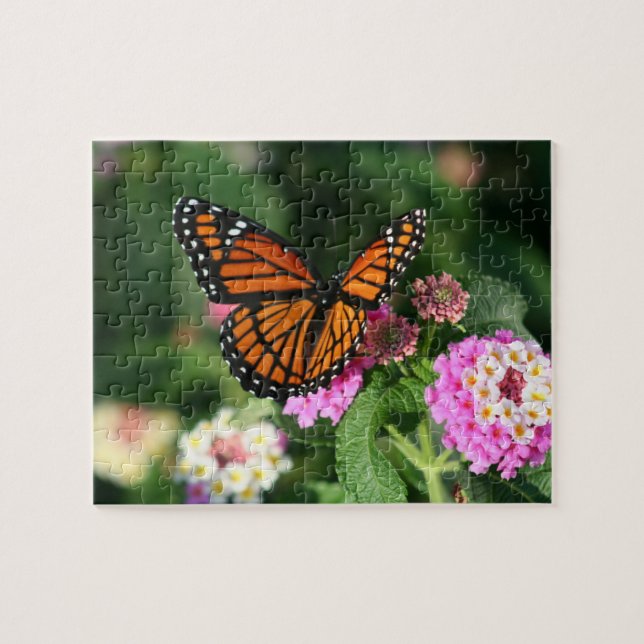 Monarch Butterfly, Lantana Flowers.Puzzle Jigsaw Puzzle (Horizontal)