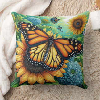 Monarch butterfly Large Cushion