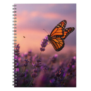 Monarch Butterfly Lavender Sunset Notebook