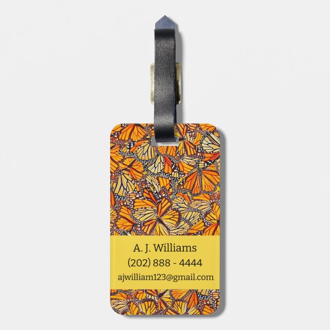 Monarch Butterfly Luggage Tag  (Back Vertical)