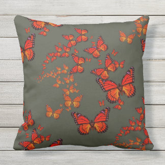 Monarch Butterfly Migration Charcoal Grey Pattern Outdoor Cushion
