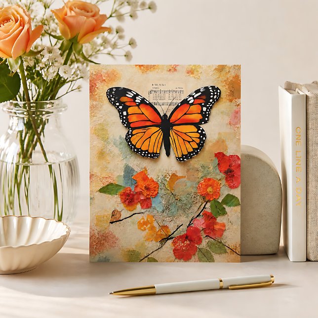 Monarch Butterfly Mixed Media  Postcard (Creator Uploaded)