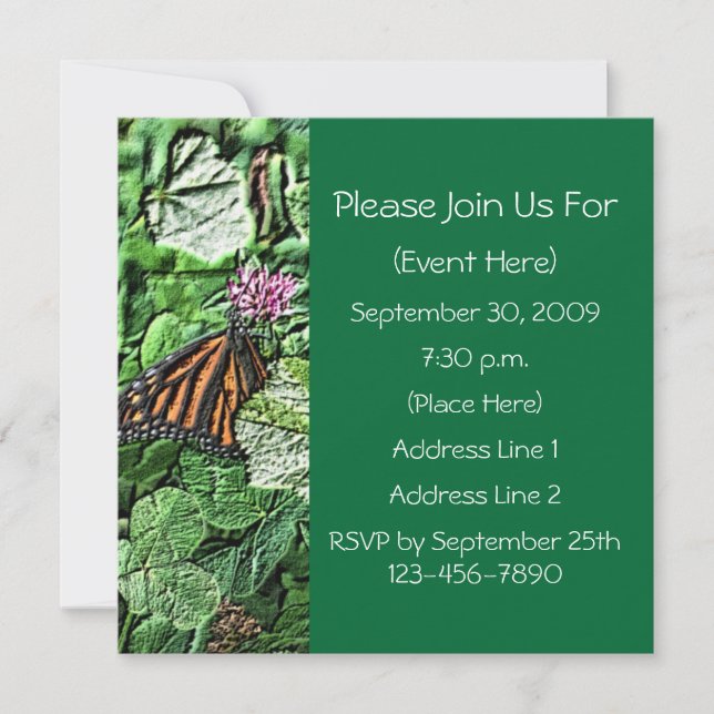 Monarch Butterfly Nature Art Invitation (Front)