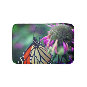 Monarch Butterfly On Flower Close Up   Bath Mat