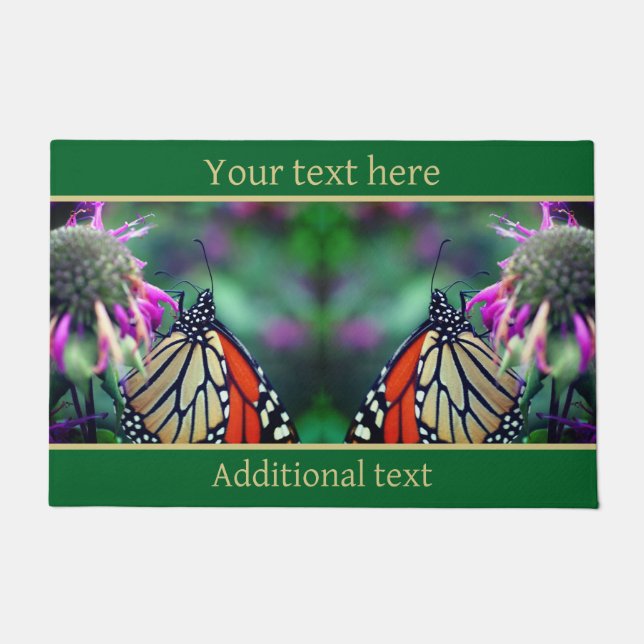 Monarch Butterfly On Flower Close Up Personalised Doormat (Front)