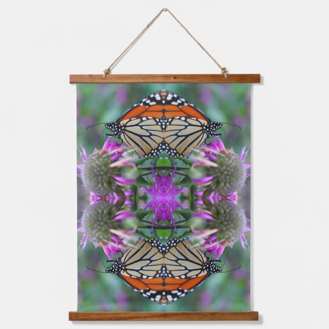 Monarch Butterfly On Flower Nature Abstract Hanging Tapestry (Front)