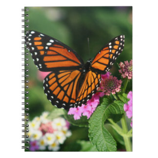 Monarch Butterfly on Lantana Flowers.Notebook Spiral Notebook