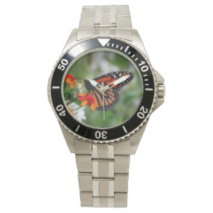 Monarch Butterfly on Orange and Red Lantana Watch