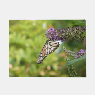 Monarch Butterfly on Purple Butterfly Bush Doormat