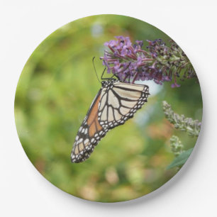 Monarch Butterfly on Purple Butterfly Bush Paper Plate
