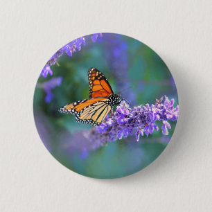 Monarch Butterfly on Purple lilac Flower 6 Cm Round Badge