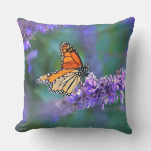 Monarch Butterfly on Purple lilac Flower Cushion