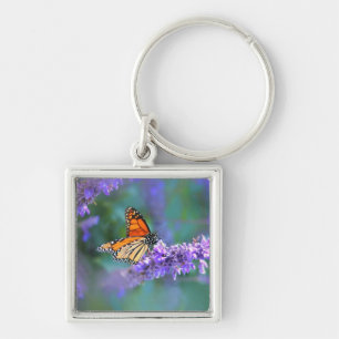 Monarch Butterfly on Purple lilac Flower Key Ring