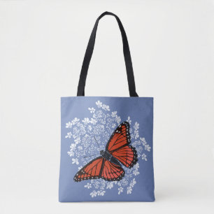 Monarch Butterfly on Queen's Anne Lace Tote Bag