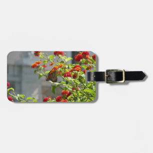 Monarch Butterfly on Red Butterfly Bush Luggage Tag