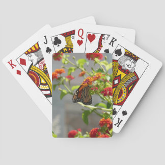 Monarch Butterfly on Red Butterfly Bush Playing Cards