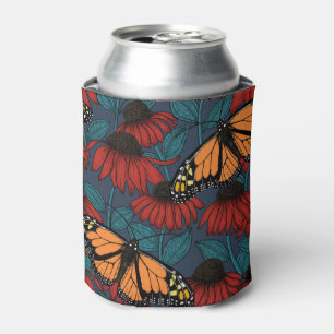Monarch butterfly on red coneflowers can cooler
